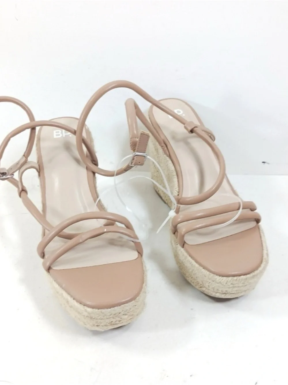 Beige Strappy Espadrille Wedge Sandals